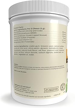 酷牌库|商品详情-Pet Naturals进口代理批发 Pet Naturals 髋关节和关节补充剂，含有葡萄糖胺、软骨素和 MSM，适用于狗和猫，鸭味，160 粒咀嚼片