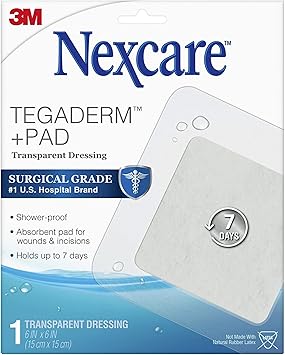 酷牌库|商品详情-Nexcare进口代理批发 Nexcare Tegaderm + 垫透明敷料，吸收垫可吸干液体且不会粘在伤口上，6 x 6 英寸，1 片