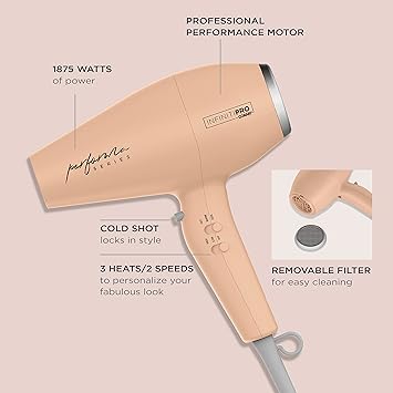 酷牌库|商品详情-CONAIR进口代理批发 Conair Infiniti Pro 吹风机，带扩散器和 3 个其他附件 | Performa 系列吹风机 |配备专业性能电机的吹风机 |腮红粉色