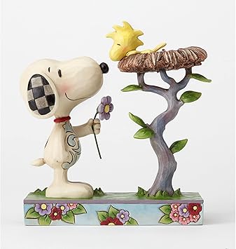 酷牌库|商品详情-Enesco进口代理批发 Jim Shore Snoopy 与 Woodstock 的 Enesco Peanuts 鸟巢小雕像，6.75 英寸，多色