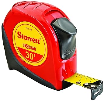 Starrett进口代理批发 Starrett KTX1-30-N-SP01 精确卷尺，1 英寸宽 x 30 英尺长，刻度为 1/16 英寸，采用包覆成型以提高抓握力