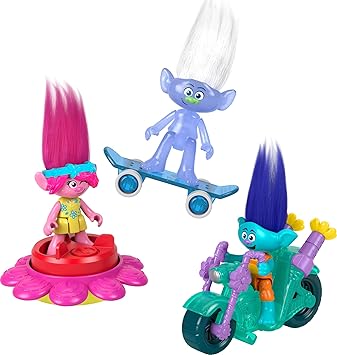 酷牌库|商品详情-Mattel进口代理批发 Fisher-Price Imaginext DreamWorks Trolls 玩具 Sparkle & Roll 套装、Poppy Branch 和 Guy 钻石玩偶适合 3 岁以上儿童装扮游戏