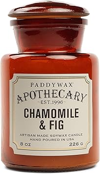 Paddywax进口代理批发 Paddywax Apothecary Artisan 手工浇注香薰蜡烛，8 盎司，洋甘菊和无花果