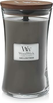 WoodWick进口代理批发 Woodwick 大号沙漏香薰蜡烛| SHOPBOP沙子和浮木|与噼啪作响的灯芯|燃烧时间：长达 130 小时，沙子和浮木，610 克