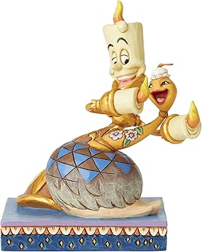 Enesco进口代理批发 Enesco Disney Traditions by Jim Shore 美女与野兽 Lumiere 和 Plumette 雕像，5.75 英寸，多色