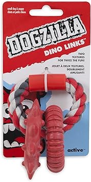 Petmate进口代理批发 Petmate Dogzilla Dino Links 玩具，小号，红色/灰色/白色