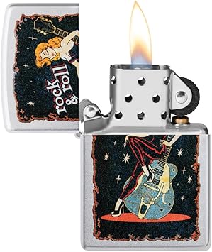 酷牌库|商品详情-Zippo进口代理批发 Zippo Cool Chick Design 缎面镀铬袖珍打火机