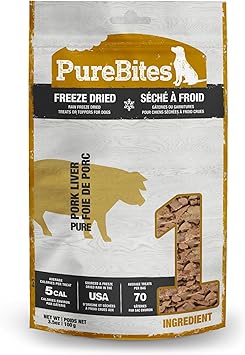 PureBites进口代理批发 PureBites 猪肉冻干狗零食，1 种成分，美国制造，3.5 盎司