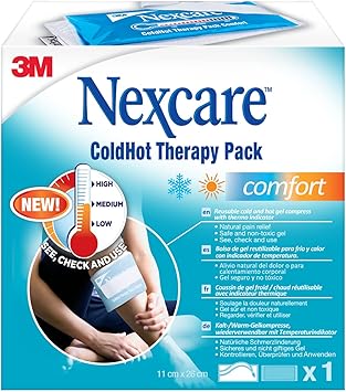 Nexcare进口代理批发 Nexcare 冷热治疗包舒适型，1 件装 - 可重复使用的冷热凝胶压缩带温度指示器，可自然缓解疼痛