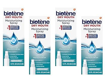 Biotene进口代理批发 Biotene 温和薄荷保湿口腔喷雾，无糖，用于口干和口气清新，1.5 盎司（1.5 盎司（4 件装））