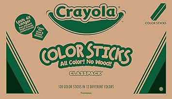 Crayola进口代理批发 Crayola 彩色棒（120 克拉），课堂用品，无木彩色铅笔散装，12 种颜色