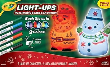 Crayola进口代理批发 Crayola Light Ups 圣诞老人和雪人套装，可重新着色发光玩具，儿童礼物，5、6、7、8 岁