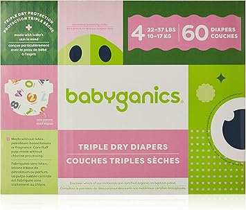 Babyganics进口代理批发 Babyganics 尿布，4 号，60 克拉，超吸水尿布