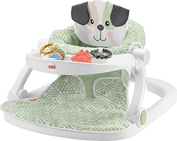 FISHER-PRICE BABY进口代理批发 Fisher-Price 婴儿便携式婴儿椅 Sit-Me-Up 地板座椅，带零食托盘和发育玩具，小狗完美 [亚马逊独家]