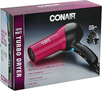 CONAIR进口代理批发 Conair 1875 WATT 涡轮造型器带离子调理功能，粉色