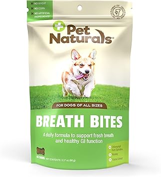 酷牌库|商品详情-Pet Naturals进口代理批发 Pet Naturals Breath Bites 狗狗口气清新剂，60 粒咀嚼片 - 清新口气、健康胃肠道支持和牙齿健康