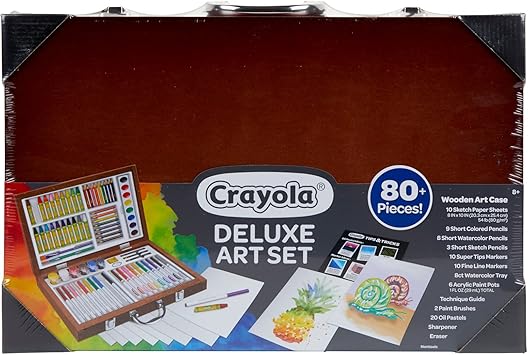 Crayola进口代理批发 Crayola 木制艺术套装，80 件以上，适合 8 岁以上儿童的艺术和工艺品，艺术家礼物