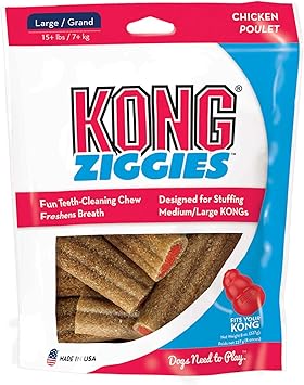 KONG进口代理批发 KONG - Ziggies - 牙齿清洁狗零食 - 鸡肉味 - 大号（最常用的经典橡胶玩具）