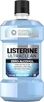 Listerine进口代理批发 李施德林 Ultraclean 零酒精牙垢控制漱口水，口腔冲洗，帮助对抗口臭和牙垢，牙齿更清洁、自然洁白，不太浓烈的北极薄荷味，1 升