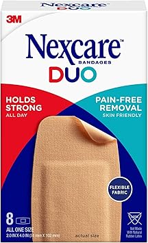 Nexcare进口代理批发 Nexcare DUO 绷带，弹性面料，夏季活动，学校，营地，24 小时保持牢固，无痛去除，为夏季割伤和伤口做好准备，适用于膝盖和肘部，192 片