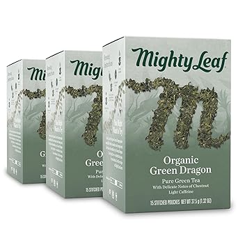 Mighty Leaf进口代理批发 Mighty Leaf Tea 有机绿龙茶，15 片整叶袋装（3 件装）