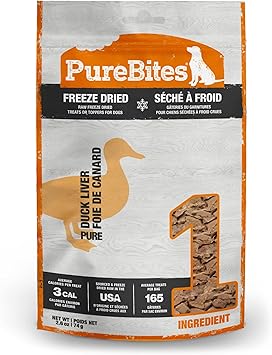 PureBites进口代理批发 PureBites 鸭冻干狗零食，1 种成分，美国制造，2.61 盎司