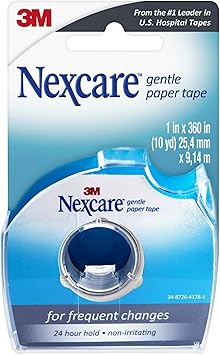 酷牌库|商品详情-Nexcare进口代理批发 Nexcare 温和纸胶带分配器和柔性透明胶带、医用胶带安全敷料 - 1 英寸 x 10 码、1 个分配器和 1 卷