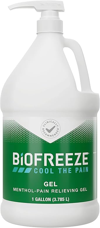 Biofreeze进口代理批发 Biofreeze 薄荷醇止痛凝胶 1 加仑瓶装，带泵局部止痛，适用于肌肉酸痛、关节炎、背痛和关节痛，原装绿色配方，（包装可能有所不同）