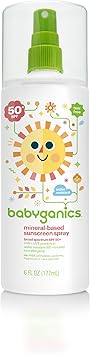 Babyganics进口代理批发 Babyganics 矿物防晒喷雾，SPF 50，6 盎司（3 件装），包装可能有所不同