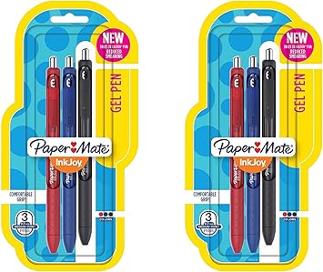 Paper Mate进口代理批发 Paper Mate InkJoy 中性笔，中号，多种颜色，3 支装，2 支装