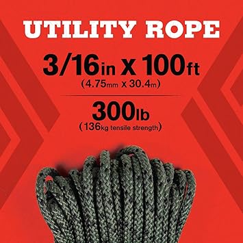 酷牌库|商品详情-Atwood Rope进口代理批发 Atwood Rope MFG 3/16 英寸编织实用绳。迷彩，100 英尺美国制造，轻质坚固多功能绳索，适合露营、生存、DIY、打结