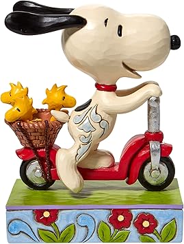 Enesco进口代理批发 Enesco Peanuts 由 Jim Shore 史努比和伍德斯托克骑滑板车雕像，6.5 英寸，多色