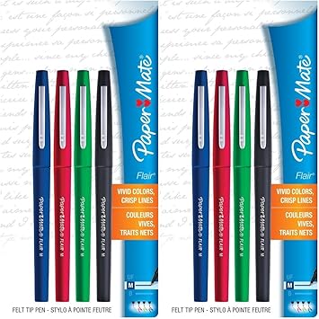 Paper Mate进口代理批发 Paper Mate Flair 毡尖笔，中号（0.7 毫米），商务色，8 支