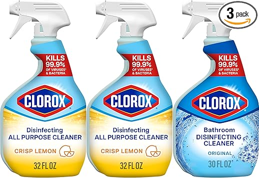 Clorox进口代理批发 Clorox 消毒多用途清洁剂 32 盎司和消毒浴室清洁剂，家居必需品，30 盎司，3 件装