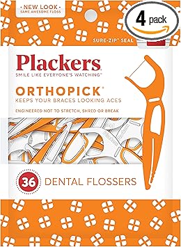 Plackers进口代理批发 Plackers Orthopick 牙套牙线 - 36 片（4 件装）