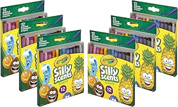 Crayola进口代理批发 Crayola Silly Scents 可扭香蜡笔 - 6 支装（12 克拉），儿童蜡笔，教室用散装蜡笔，无毒，适合 3 岁以上儿童