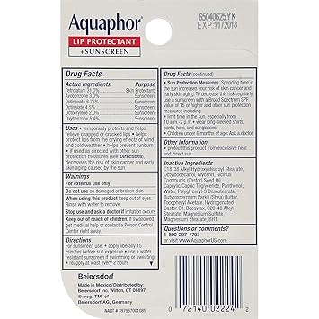 酷牌库|商品详情-Aquaphor进口代理批发 Aquaphor 唇部修复和保护管吸塑卡双装，0.35 盎司