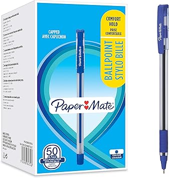 Paper Mate进口代理批发 Paper Mate 圆珠笔，握感舒适，细尖（0.7 毫米），蓝色，50 支