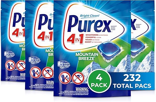 Purex进口代理批发 Purex 4 合 1 洗衣粉套装，Mountain Breeze，58 件，4 件装，总负载 232 件