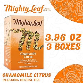 酷牌库|商品详情-Mighty Leaf进口代理批发 Mighty 叶茶甘菊柑橘，15 片整叶袋（3 件装）