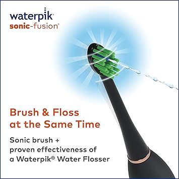 酷牌库|商品详情-Waterpik进口代理批发 Waterpik Sonic-Fusion 专业牙线电池供电电动牙刷，黑色（1 件装）