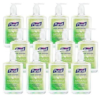 Purell进口代理批发 Purell NATURALS 高级洗手液凝胶，含皮肤调理剂和精油，12 液量盎司台面泵瓶（12 件装）- 9629-12