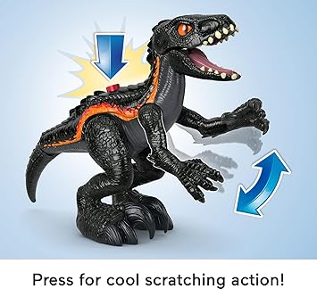 酷牌库|商品详情-Imaginext进口代理批发 Fisher-Price Imaginext 侏罗纪世界恐龙玩具 Indoraptor 带抓挠动作和配件，适合 3 岁以上儿童过家家玩耍