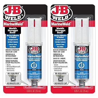 J-B Weld进口代理批发 JB Weld MarineWeld 注射器 2 件装，白色，抗紫外线，高强度且耐冲击，25 毫升 2 件装，50172-2