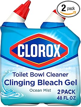 Clorox进口代理批发 Clorox 马桶清洁剂，粘性漂白凝胶，海洋薄雾 - 24 盎司，2 件装