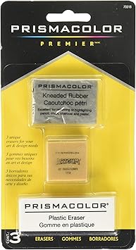 Prismacolor进口代理批发 Prismacolor Premier 揉捏、ArtGum 和塑料橡皮擦，3 件装