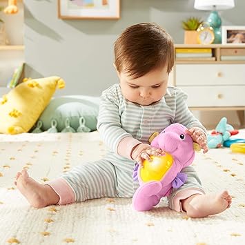 酷牌库|商品详情-Fisher-Price进口代理批发 Fisher-Price 音乐婴儿玩具，舒缓发光海马，粉色毛绒发声机，带灯光和音量控制，适合新生儿