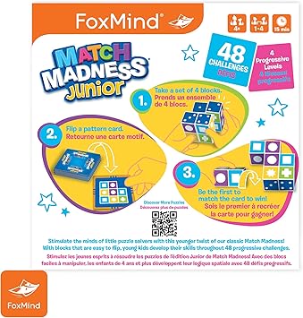 酷牌库|商品详情-FoxMind进口代理批发 FoxMind Games：Match Madness Junior，一款模式匹配益智游戏，瞬间完成匹配，培养视觉识别能力和精细运动技能，最多可与 4 名玩家一起玩，适合 4 岁及以上儿童