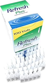 Refresh进口代理批发 Allergan Refresh Plus 润滑剂滴眼液一次性小瓶，透明，（100 支（1 包））