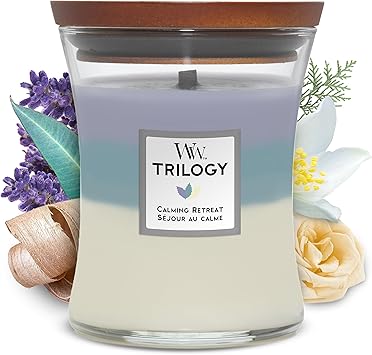 WoodWick进口代理批发 Woodwick 5038581054278 Trilogy 蜡烛中号镇静静修 92965E，一种尺寸